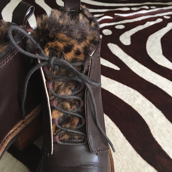 Anthro Kelsi Dagger Brown Leopard Fur Hiking Boot - Picture 3 of 8